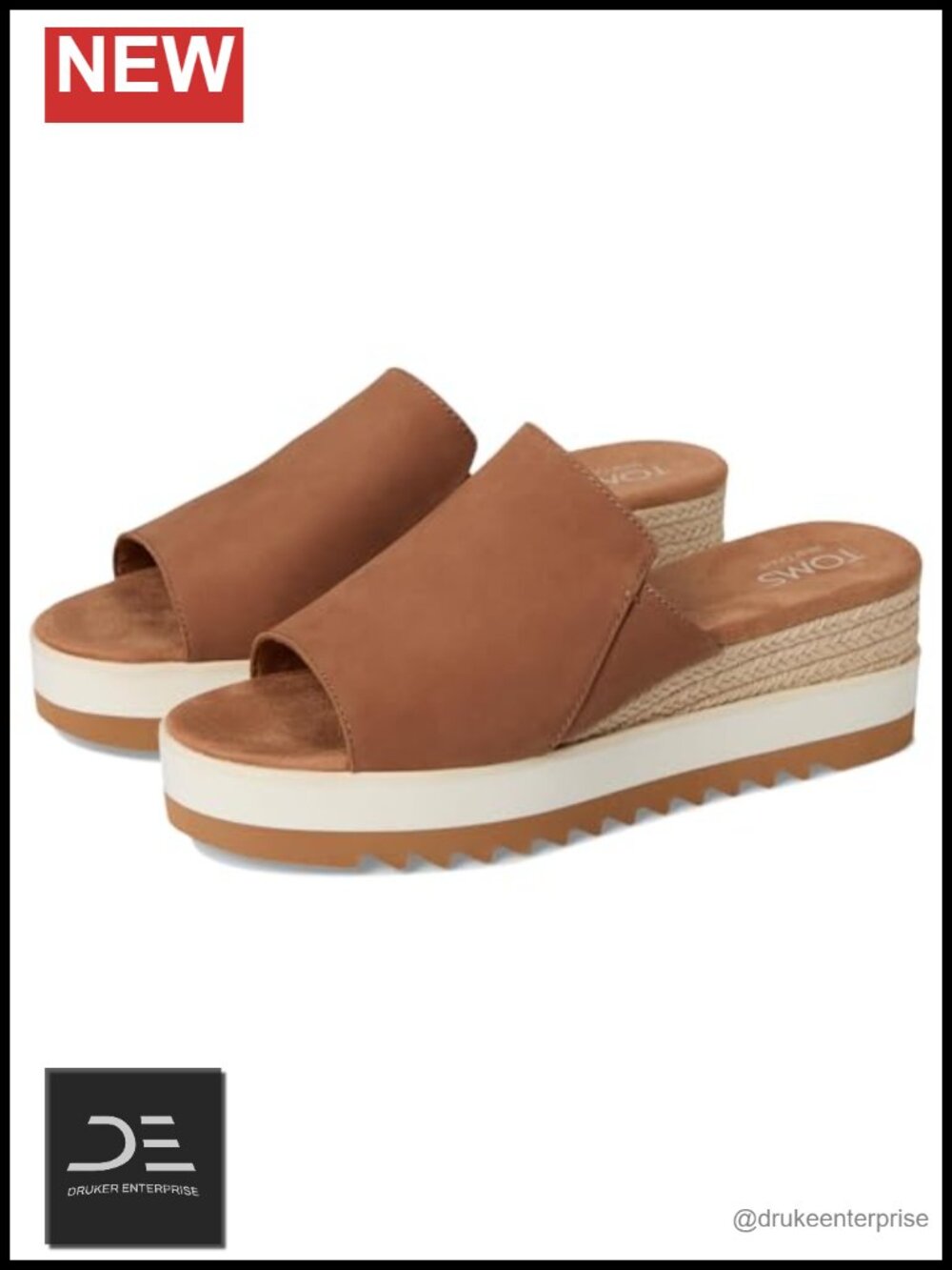 TOMS Diana Mule Wedge Sandal Leather Slip-On Espadrille Casual